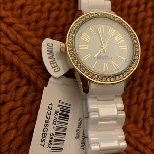 NWT Anne Klein Ceramic white & gold watch